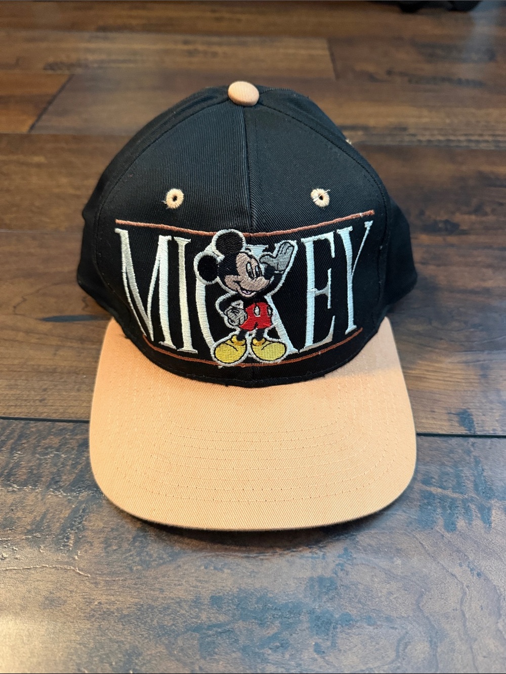 Disney Mickey Mouse Black and Peach Baseball Hat